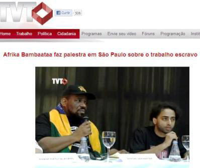 TVT - Afrika Bambaataa faz palestra em São Paulo sobre o trabalho escravo no SINTHORESP