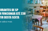 Governo de São Paulo libera funcionamento de bares e restaurantes até às 23h