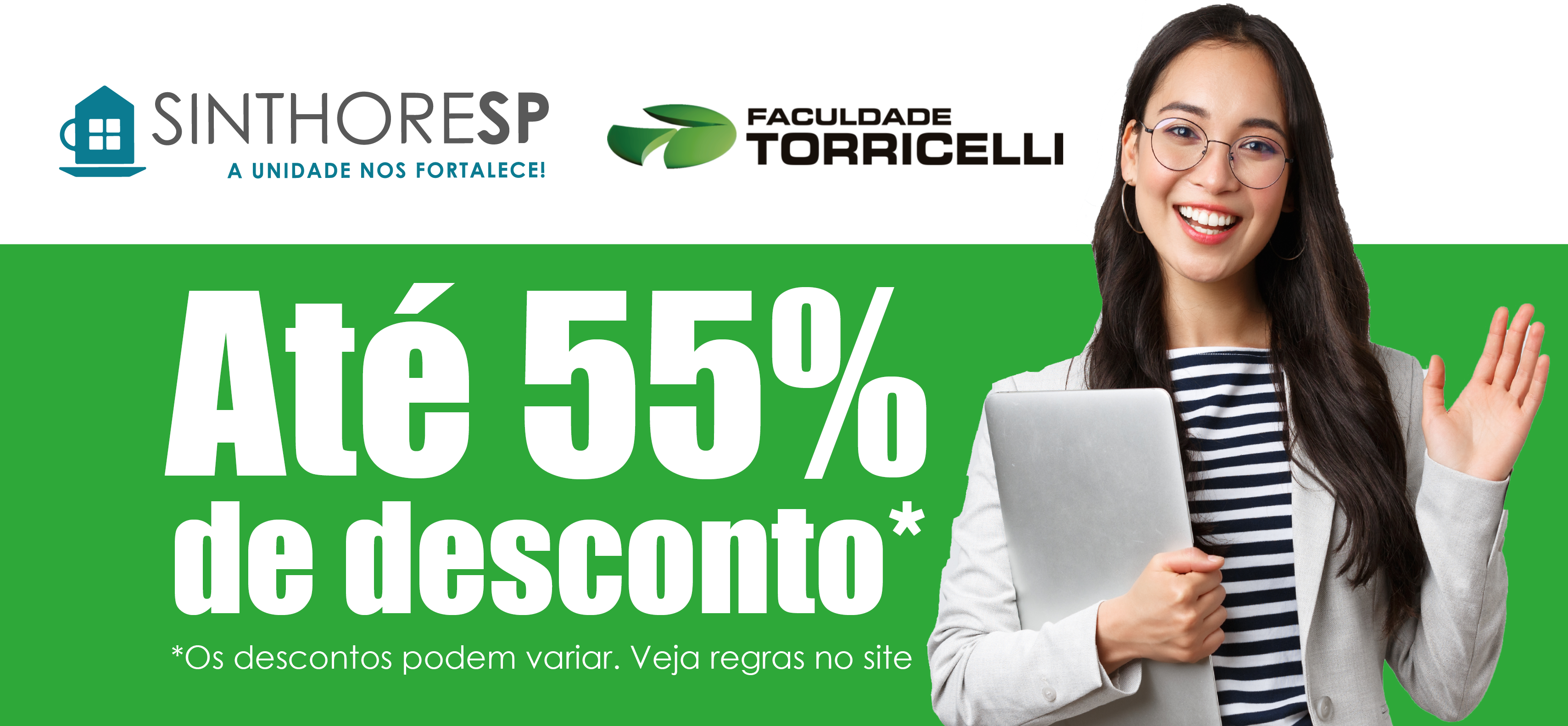 Nova parceria com a Faculdade Torricelli garante descontos de até 55% na graduação