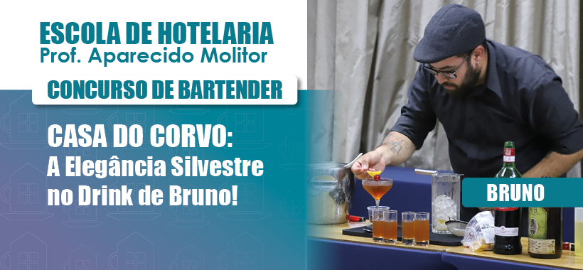 Casa do Corvo: drink de Bruno Spinelli leva elegância silvestre ao Concurso de Bartender da Escola Sinthoresp