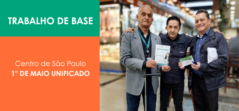 Sinthoresp mobiliza trabalhadores no Mercado Municipal para o 1º de Maio Unificado