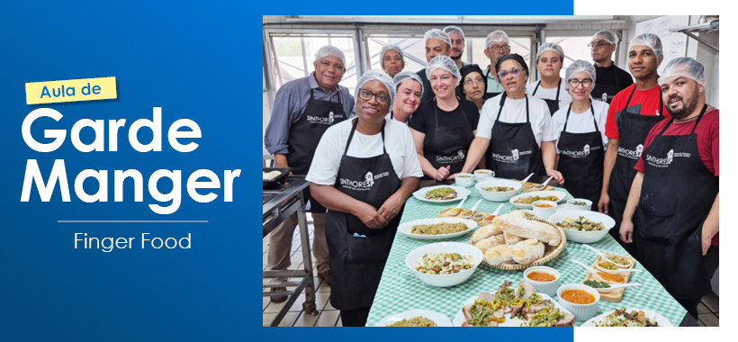 Curso de Garde Manger da Escola de Hotelaria do Sinthoresp apresenta aula prática com finger food