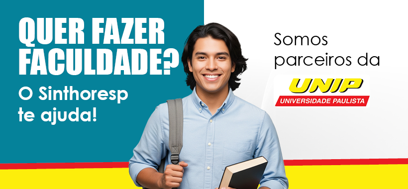 Sinthoresp e Faculdade UNIP oferecem descontos especiais para cursos superiores