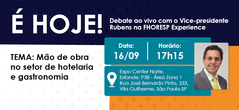 Rubens participa hoje (16) de debate sobre mão de obra hoteleira na Equipotel