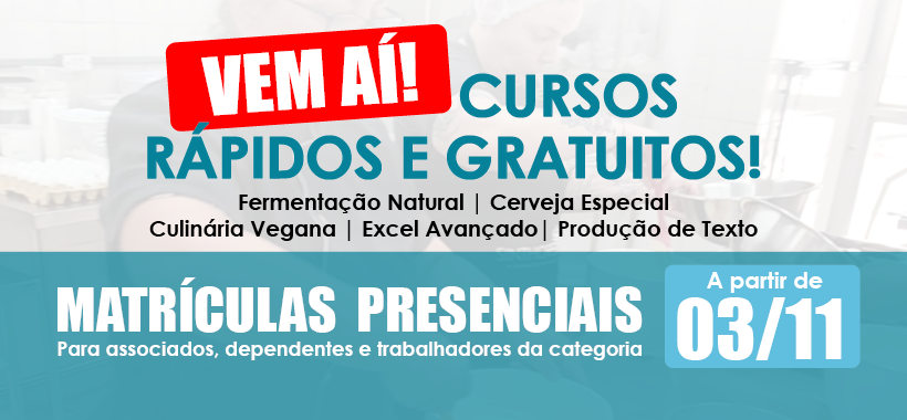 Matrículas para cursos rápidos da Escola Sinthoresp começam em 03 de novembro