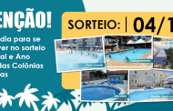 Atenção: hoje é o último dia de inscrições para o sorteio das Colônias de Férias