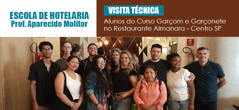 Visita técnica leva turma de Garçom/Garçonete ao Restaurante Almanara, no centro de SP