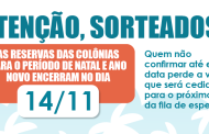 Atenção: prazo para confirmação das reservas vai até 14/11