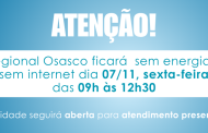 Aviso – Manutenção elétrica na Regional Osasco nesta sexta (07/11), das 09h às 12h30