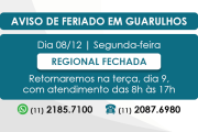 Regional Guarulhos fechada em 08/12 por feriado municipal
